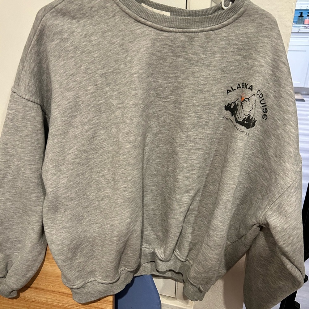 Alaska Cruise Gray Crew Neck Sweater